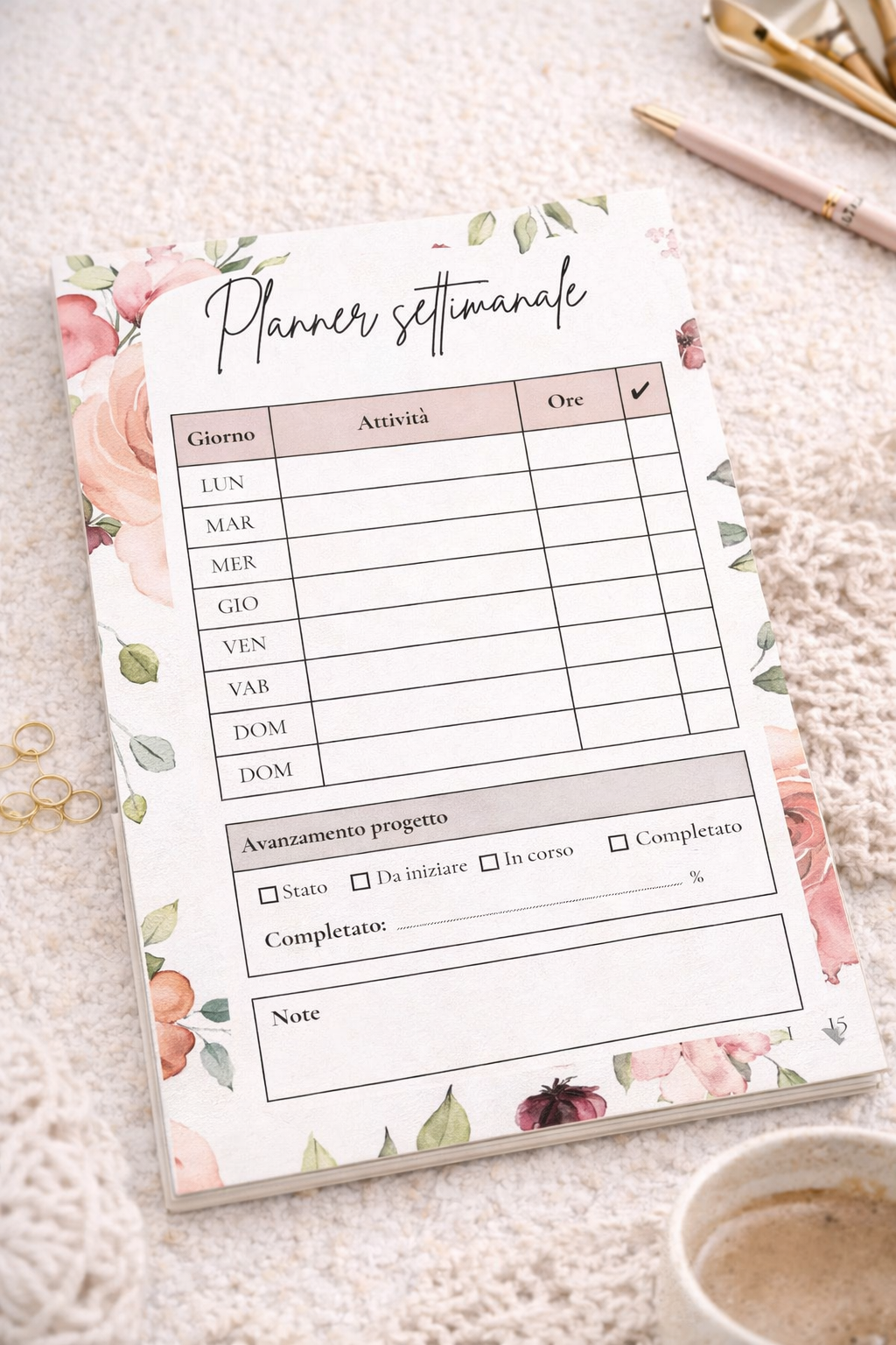 Crochet Planner – Diario creativo per progetti all’uncinetto (PDF) rose