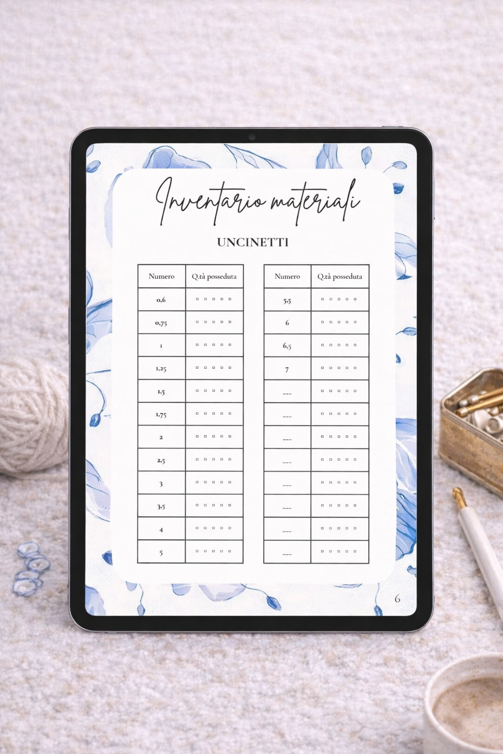 Crochet Planner – Diario creativo per progetti all’uncinetto (PDF) fiori azzurri