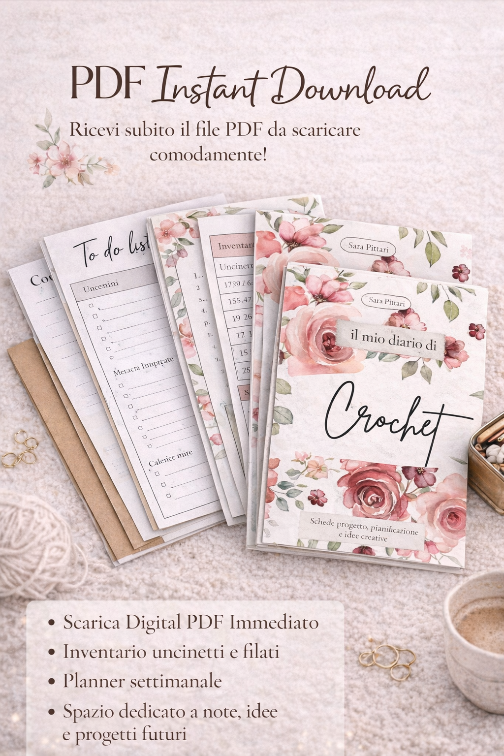 Knitting Planner – Diario creativo per progetti a maglia (PDF) rose